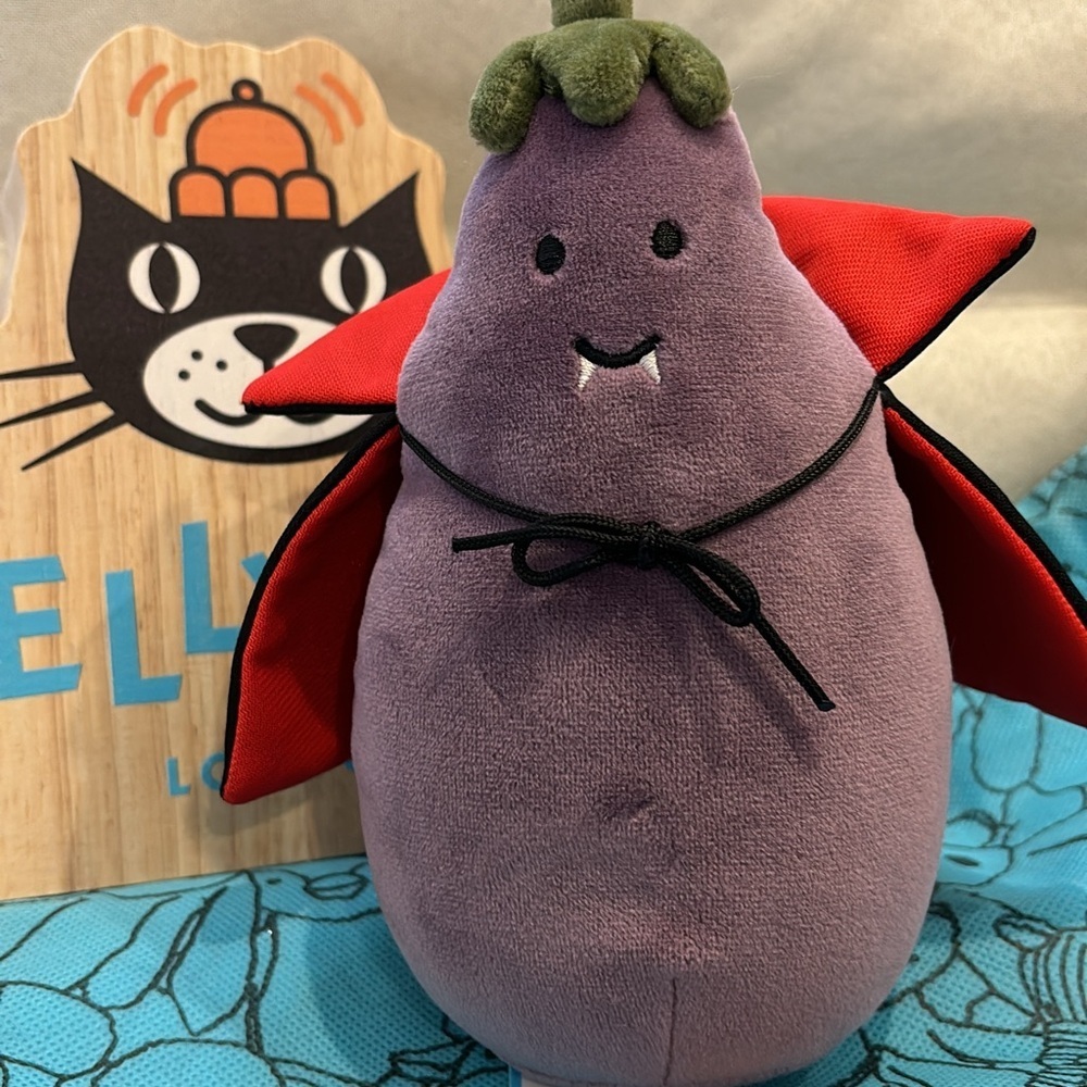 Jellycat Purple Eggplant with Red Cape Halloween retired - Picture 1 of 1